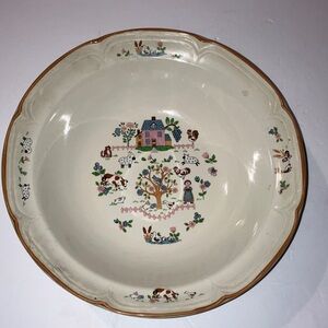 Vintage Country Home Rustic Cream Serveware Bowl with Farmhouse Design‎ 9”